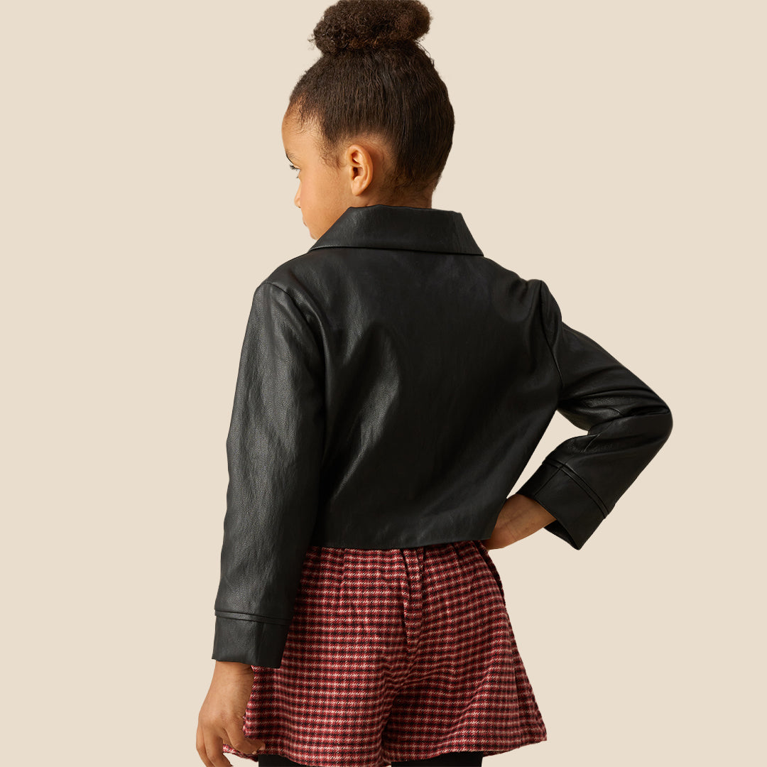 Tara Faux Leather Cropped Jacket