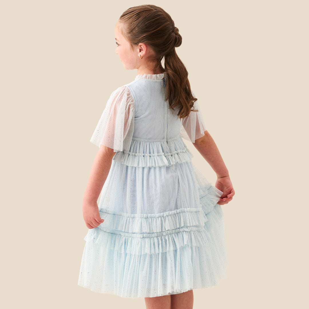 Xeni Ruffle Detail Mesh Dress