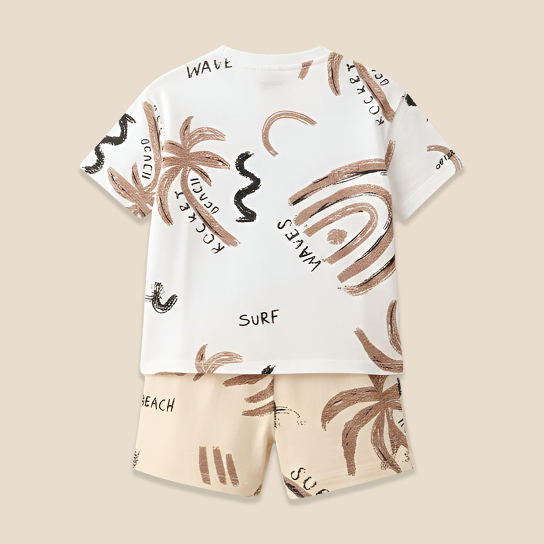 Kylo Oversized Palm Print T-Shirt & Short Set - Angel & Rocket