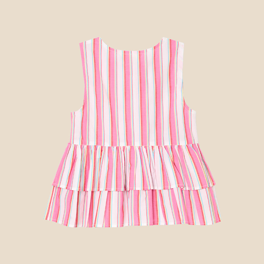 Tammy Stripe Tie Front Waistcoat Top - Angel & Rocket