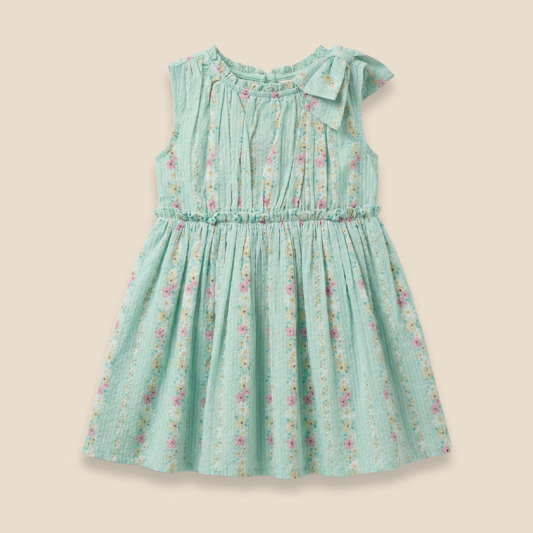 Gianna Floral Stripe Bow Shoulder Dress - Angel & Rocket