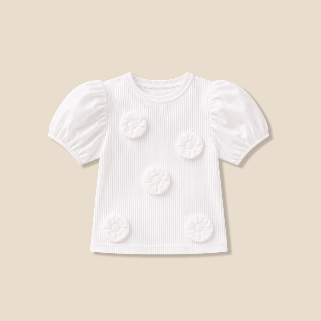 Girls Solid White T-shirts - Angel & Rocket