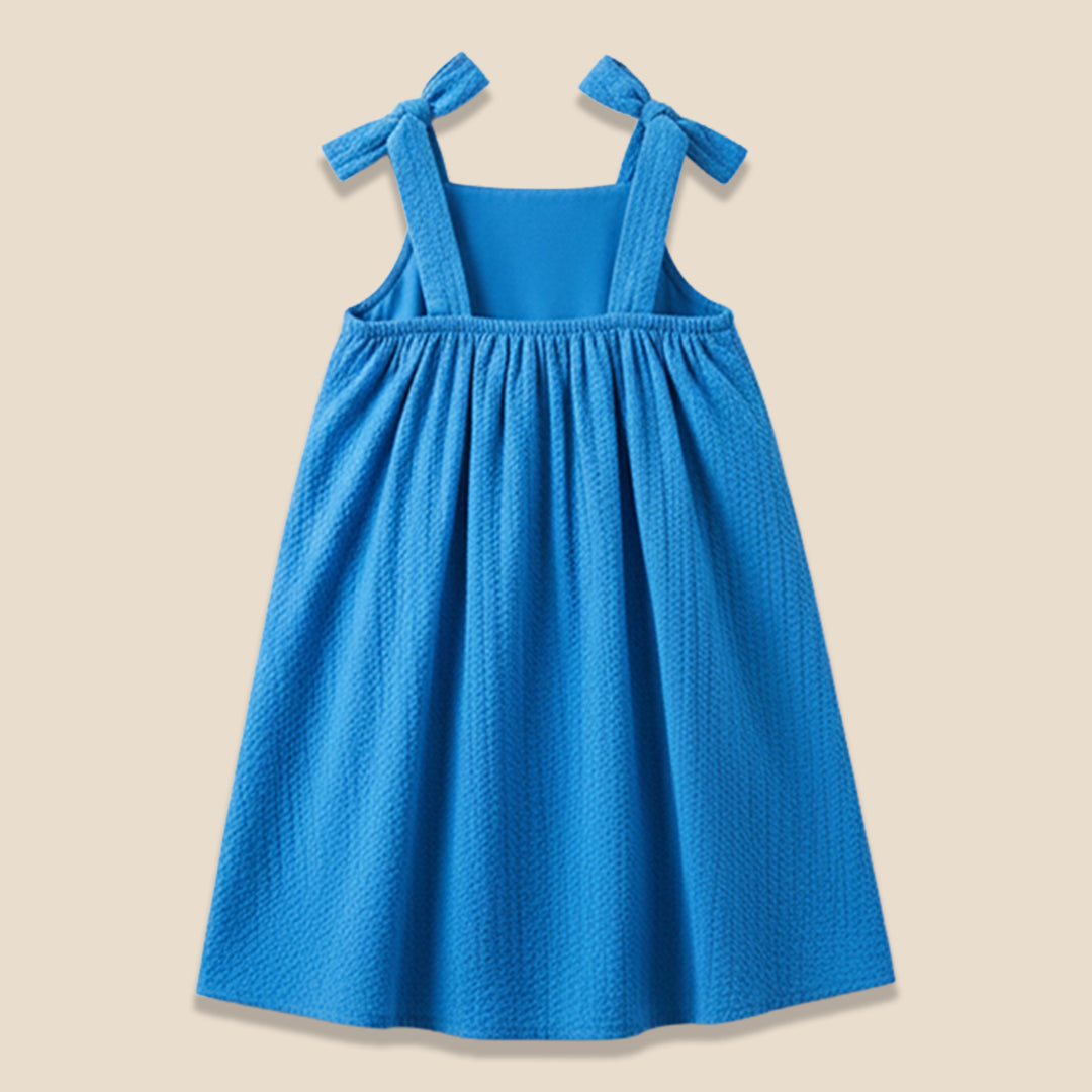 Matilda Blue Scalloped Bow Dress - Angel & Rocket