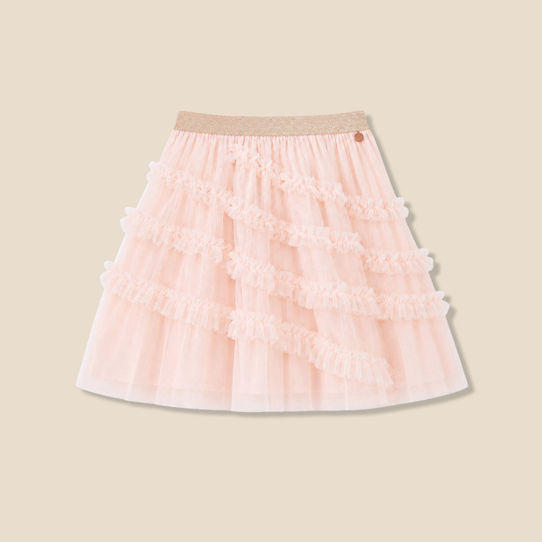 Sallie Asymmetric Mesh Skirt - Pink