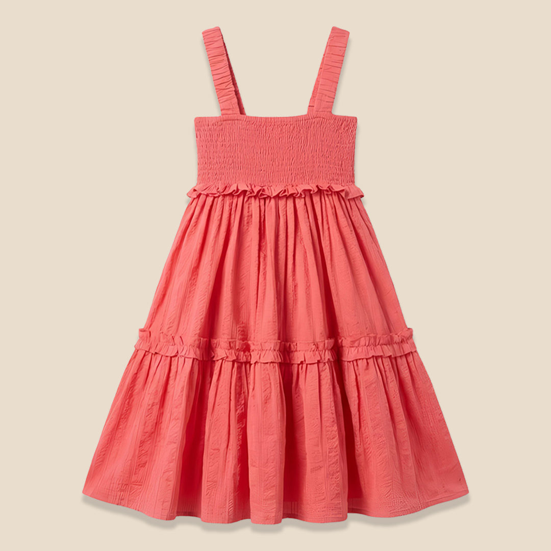 Girls Solid Orange Smart Dress - Angel & Rocket