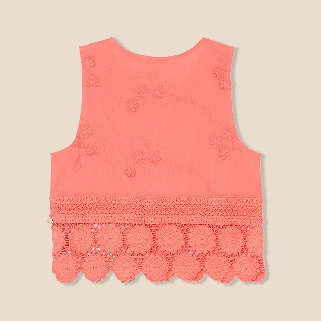Mila Crochet Hem Woven Top - Angel & Rocket