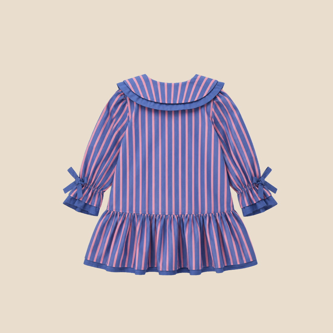 Frankie Stripe Double Collar Dress - Blue