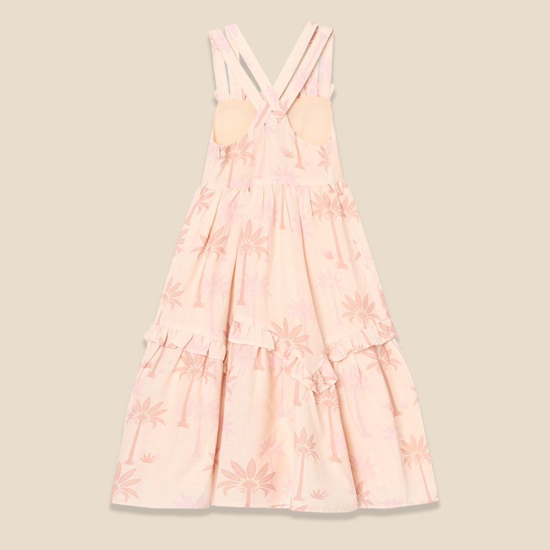 Sarah Natural Palm Print Dress - Angel & Rocket