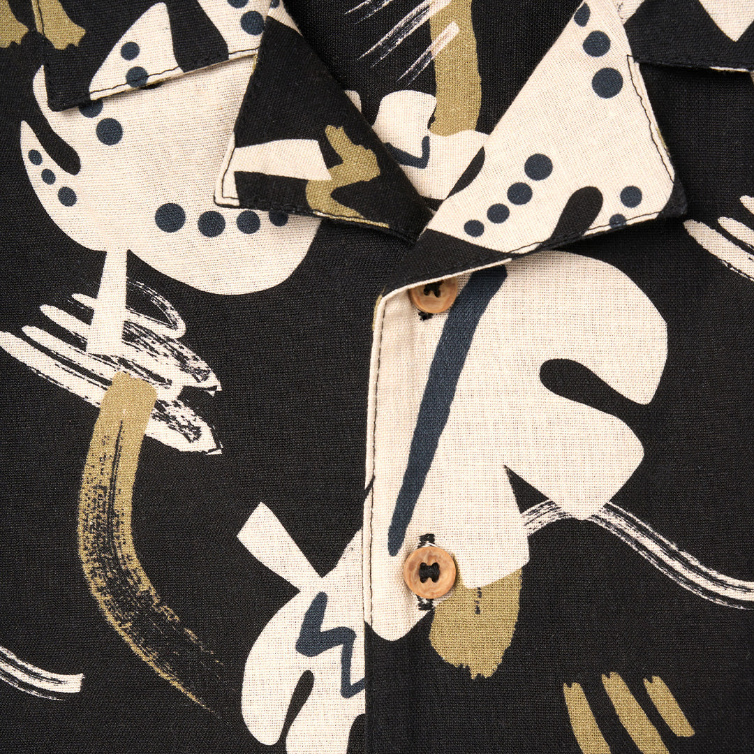 Finn Leaf Print Textured Shirt - Angel & Rocket