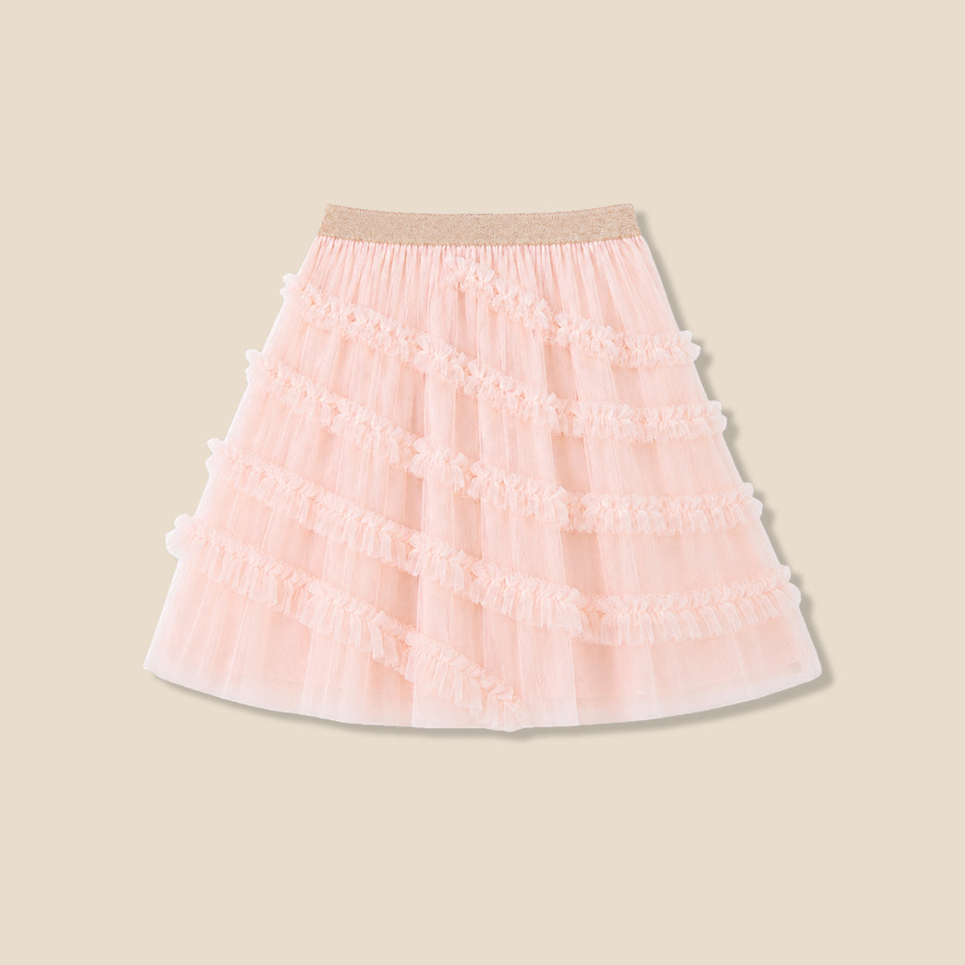 Sallie Asymmetric Mesh Skirt - Pink