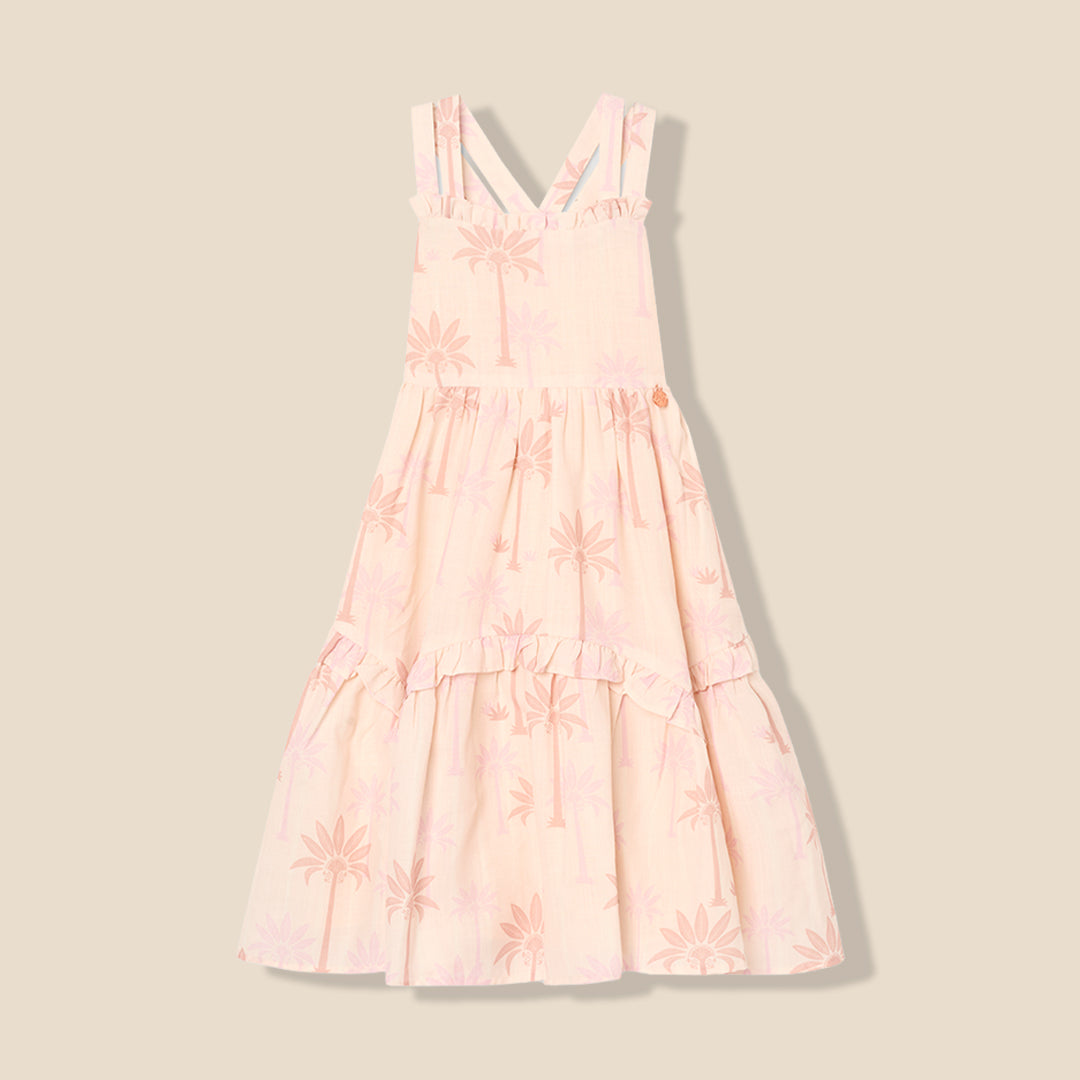 Sarah Natural Palm Print Dress - Angel & Rocket