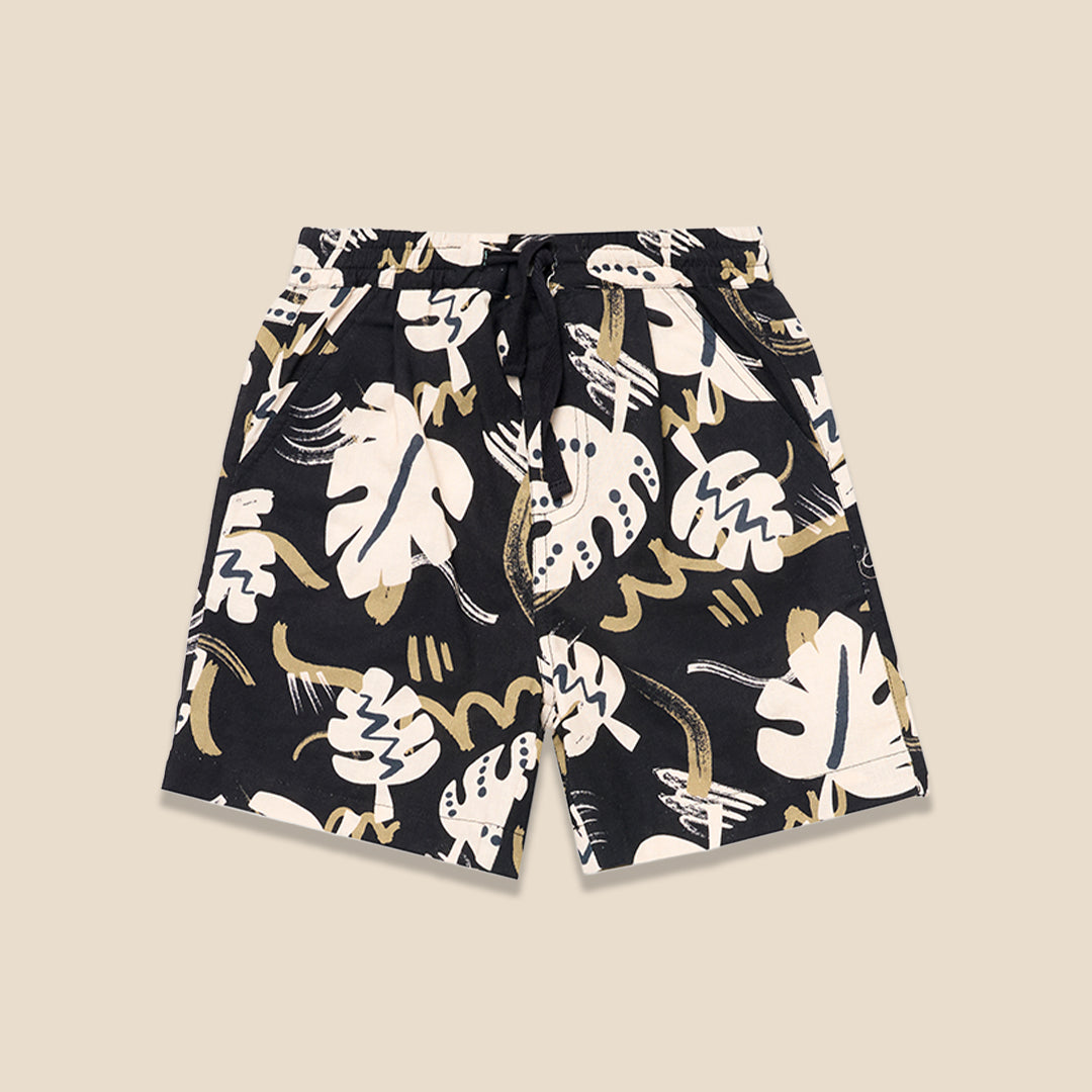 Finn Leaf Print Textured Short - Angel & Rocket