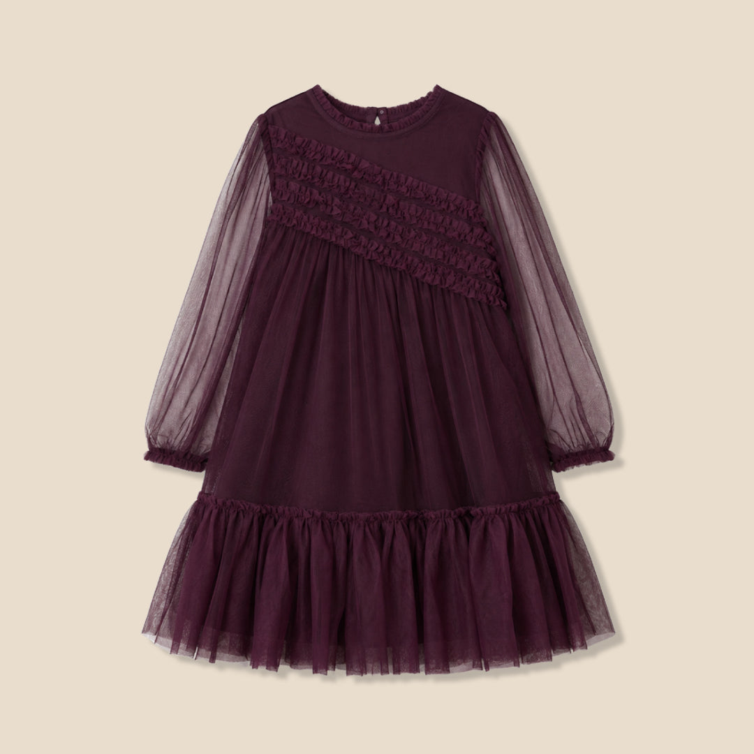 Girls Solid Purple Dresses
