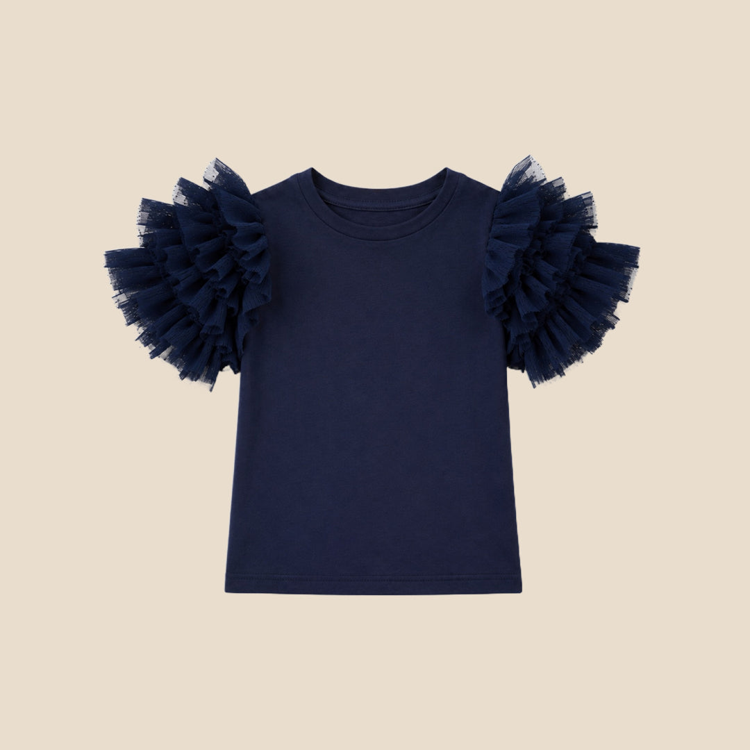 Angel & Rocket Girls Solid Navy T-Shirts