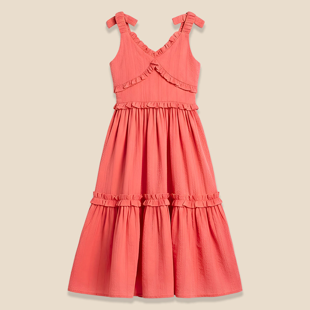 Girls Solid Orange Smart Dress - Angel & Rocket