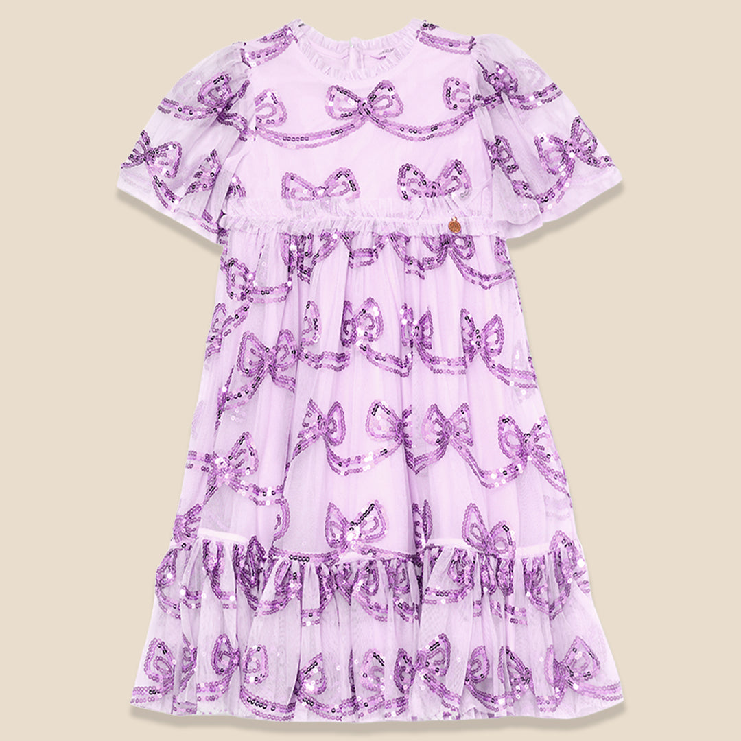 Delta Purple Bow Sequin Mesh Dress - Angel & Rocket