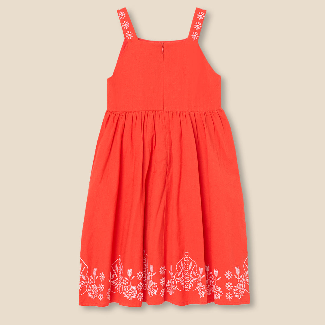 Pippa Red Embroidered Dress