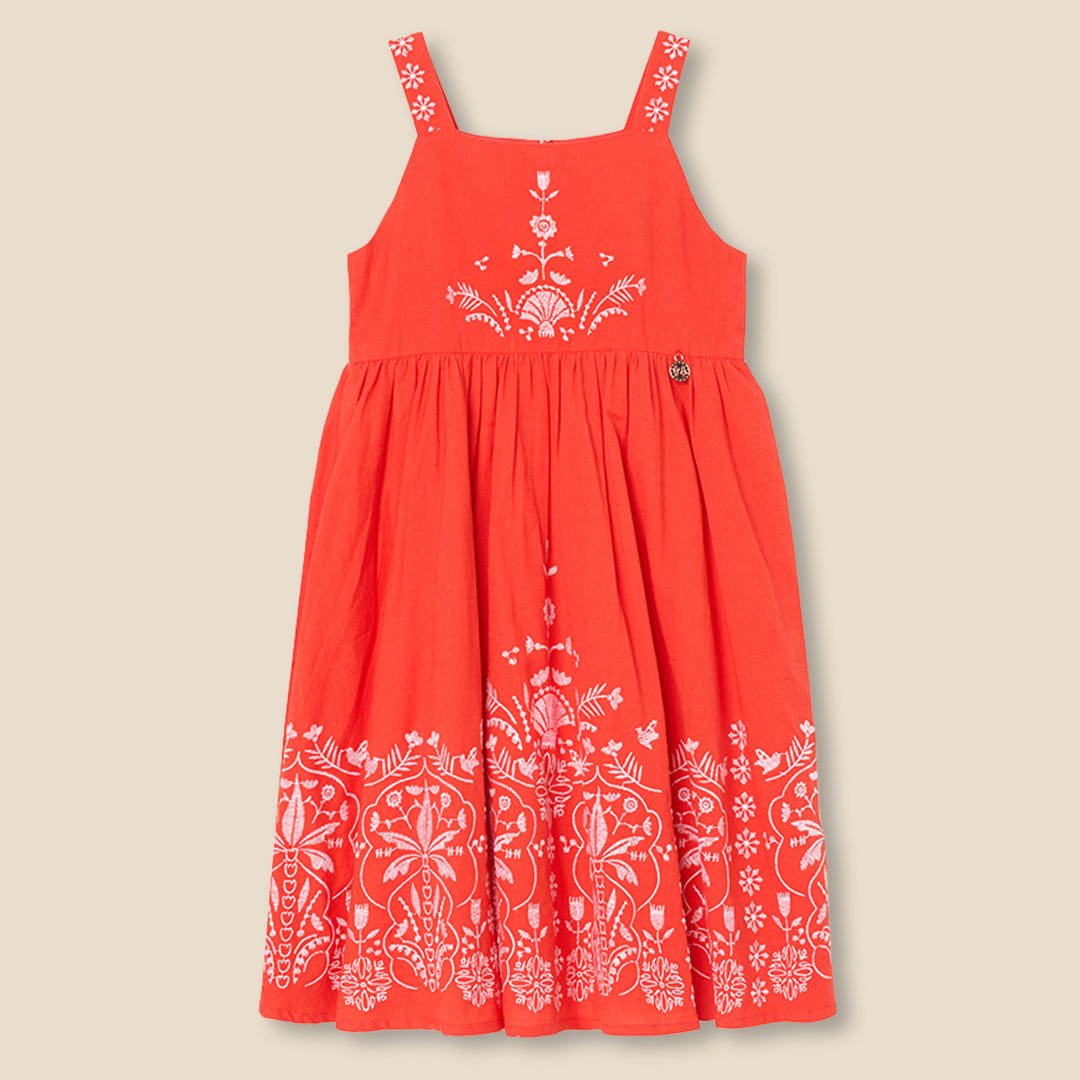 Pippa Red Embroidered Dress