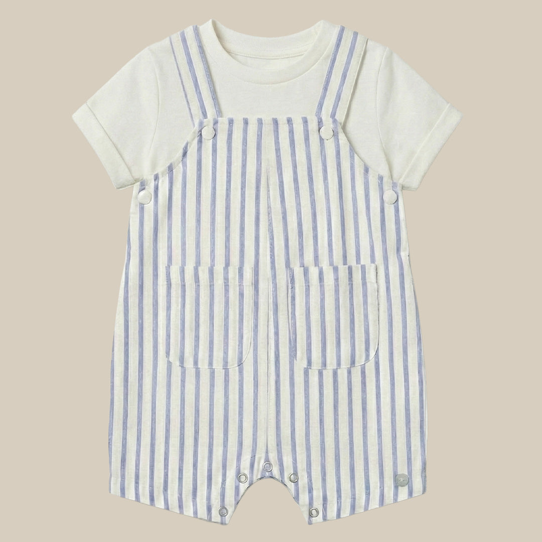 Ron Stripe Dungaree And Bodysuit Set