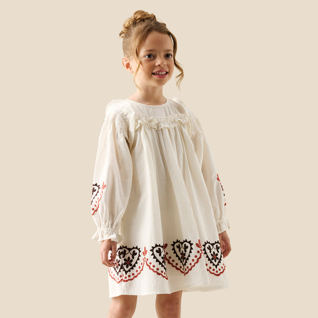 Angel & Rocket Girls Solid Cream Dresses