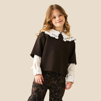 Haddie Lace Bow Mock Layered Sweat