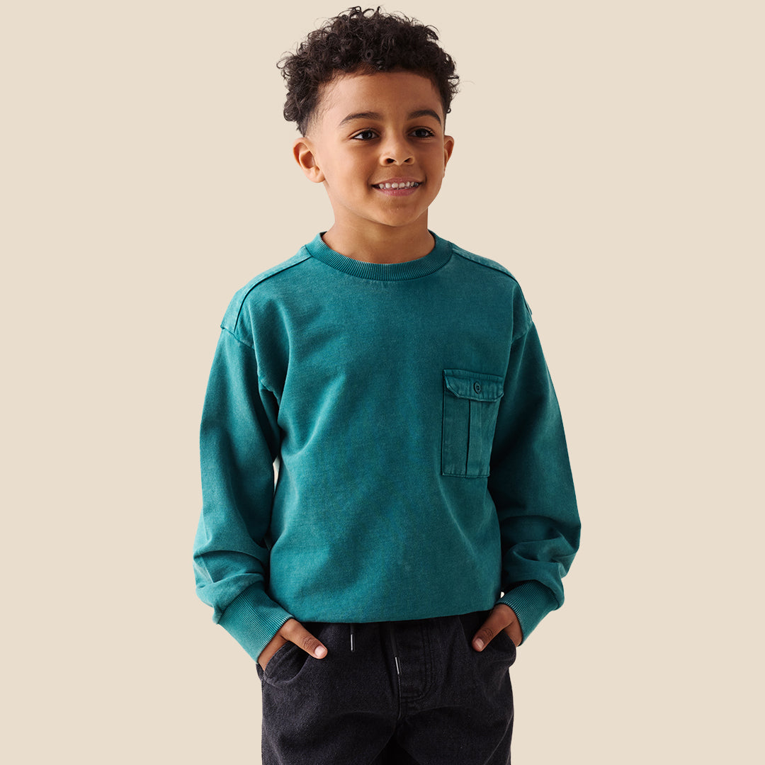 Boys Solid Blue Sweatshirts - Angel & Rocket