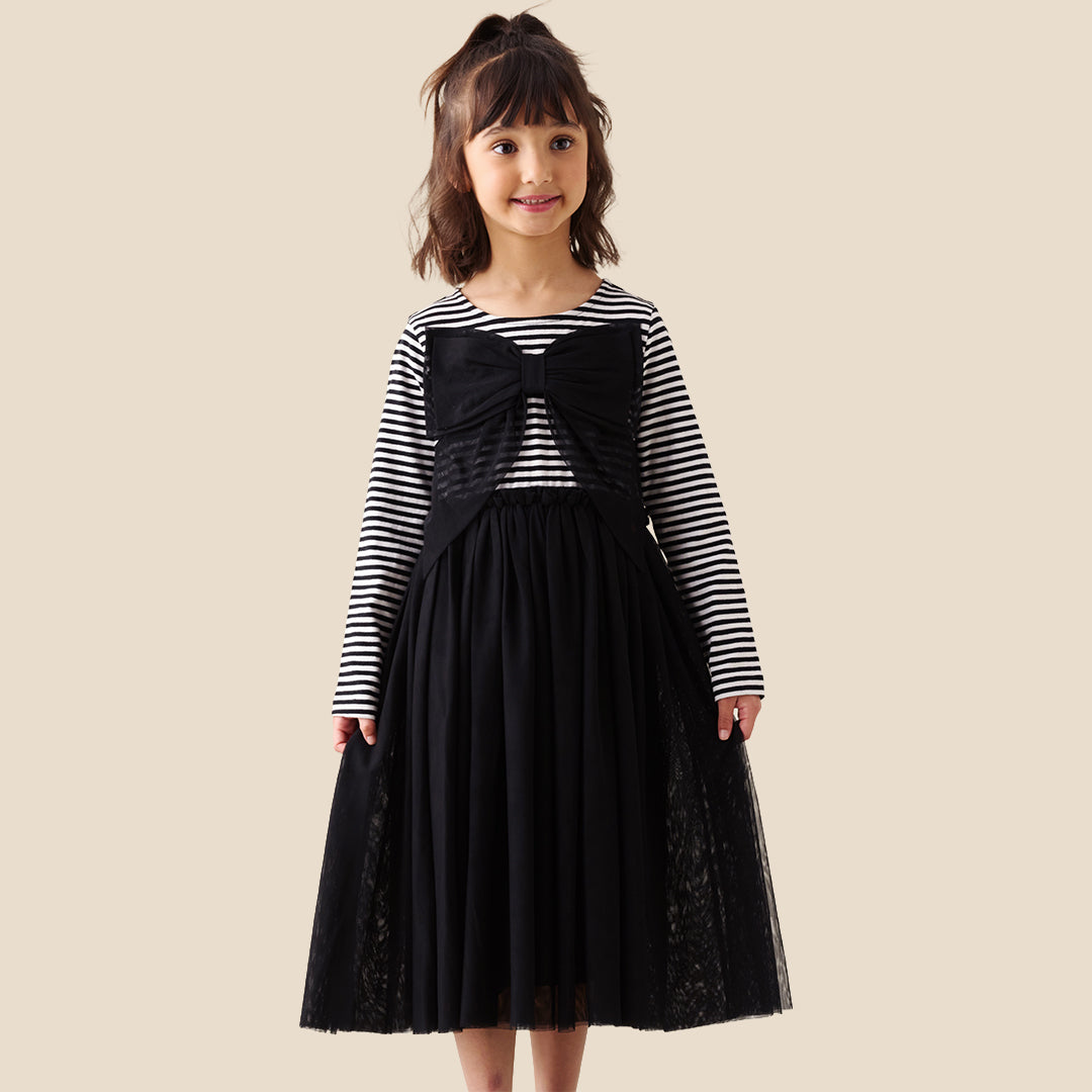 Angel & Rocket Girls Yarn Dyed Black Dresses