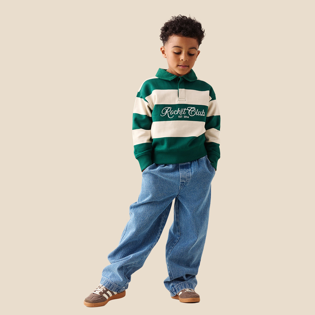 Boys Yarn Dyed Green Sweatshirts - Angel & Rocket