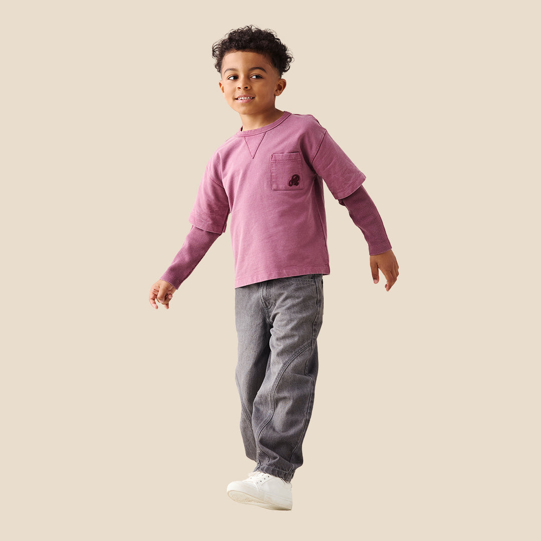 Boys Solid Purple Sweatshirts - Angel & Rocket
