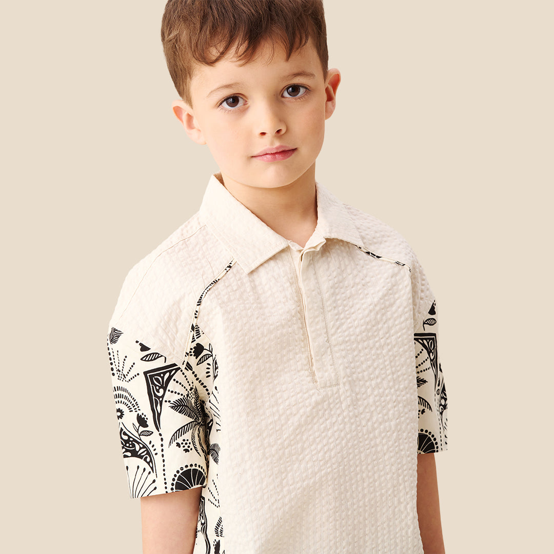Regan Cut And Sew Stripe Palm Shirt - Angel & Rocket