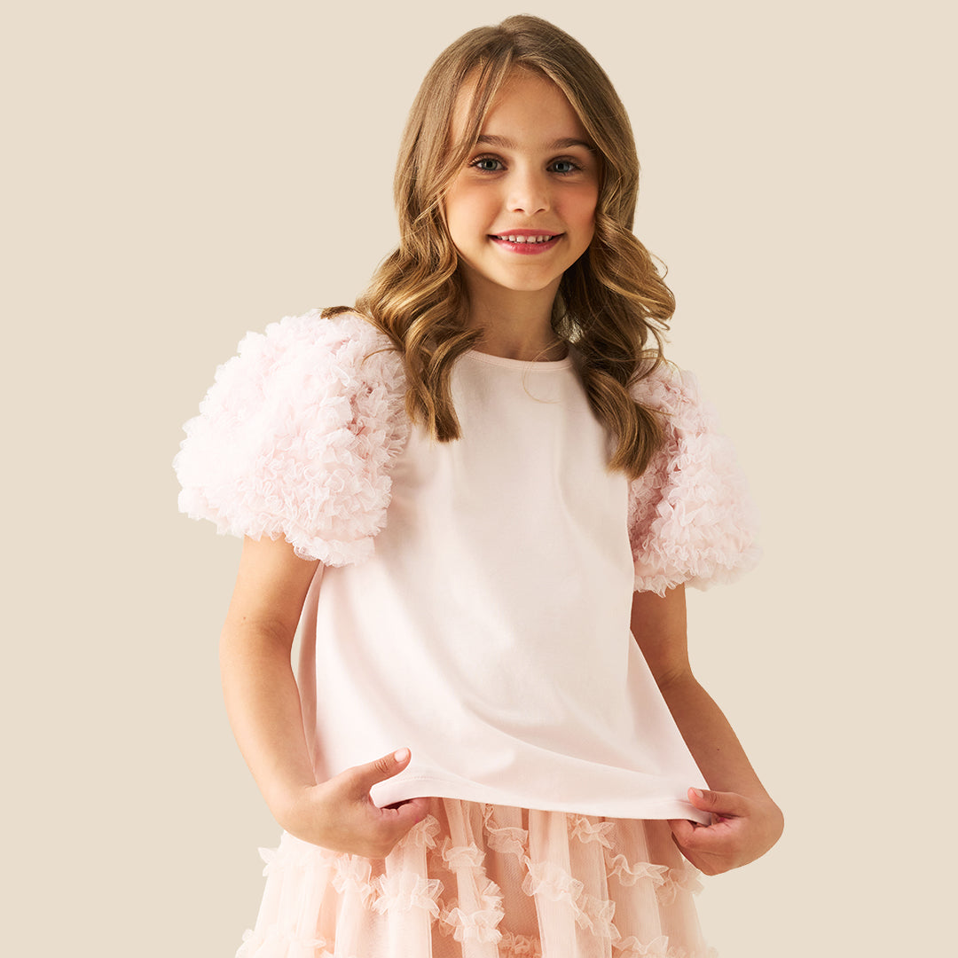 Girls Solid Pink T-shirts - Angel & Rocket