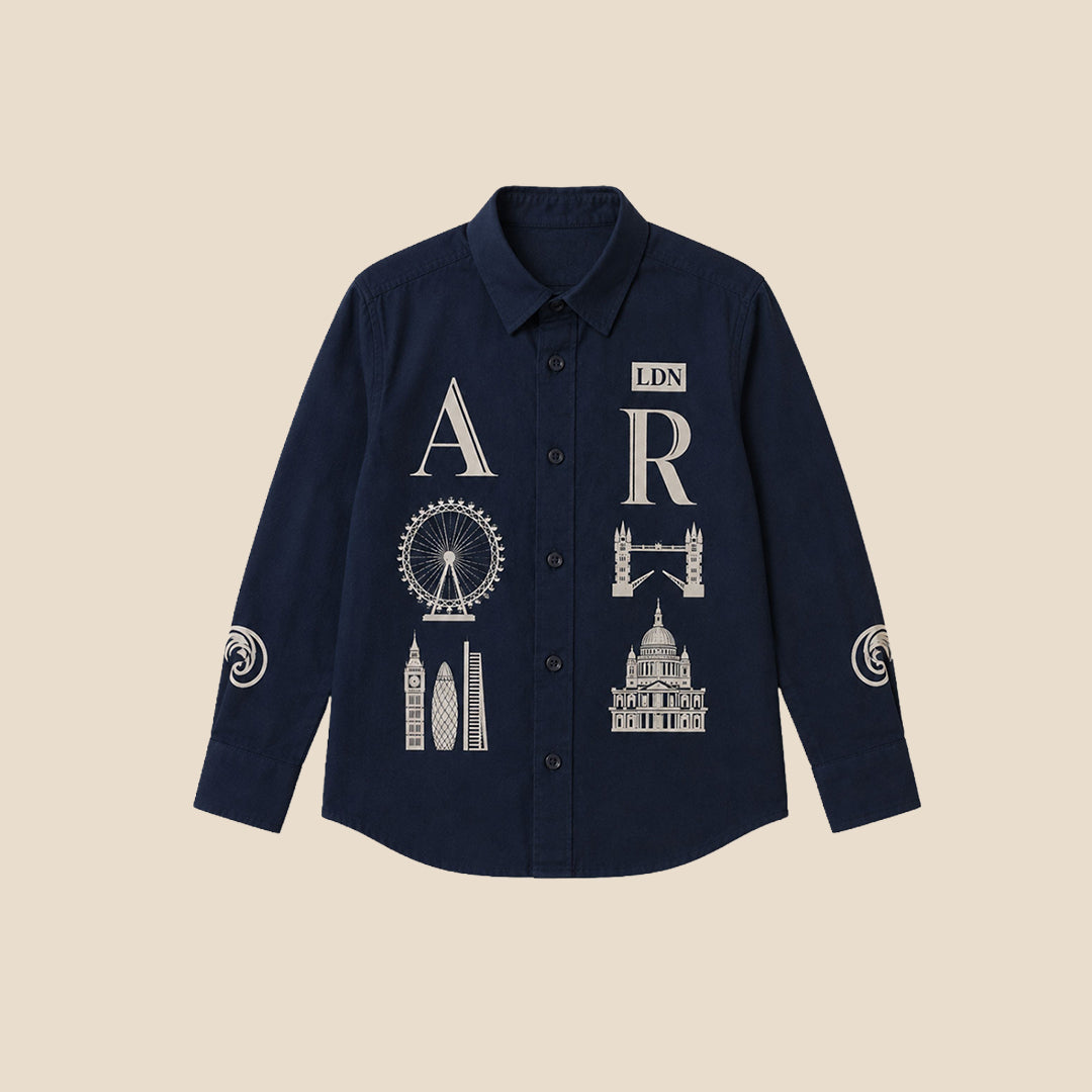 Angel & Rocket Boys Yarn Dyed Navy Shirts