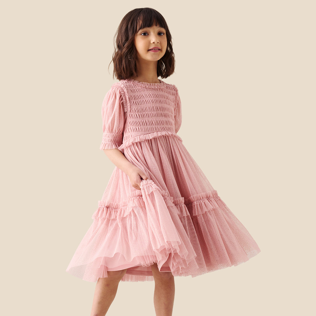 Girls Embellished Pink Dresses - Angel & Rocket
