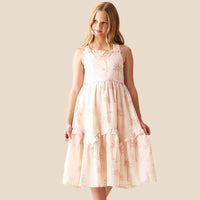 Sarah Natural Palm Print Dress