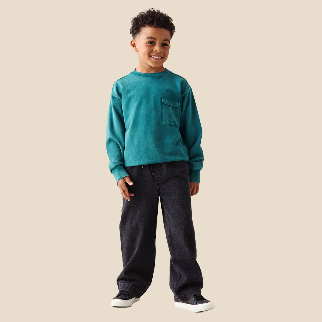 Boys Solid Blue Sweatshirts - Angel & Rocket