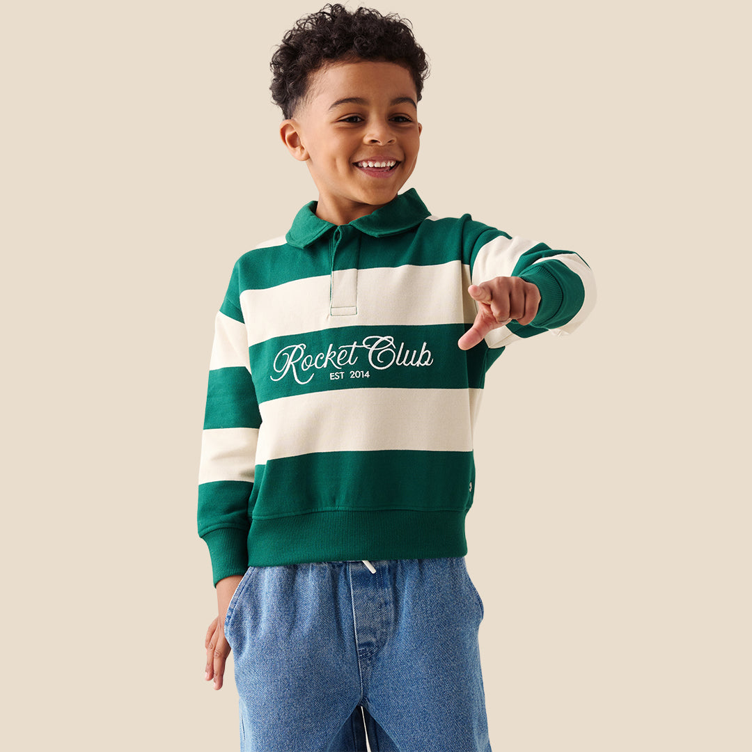 Boys Yarn Dyed Green Sweatshirts - Angel & Rocket