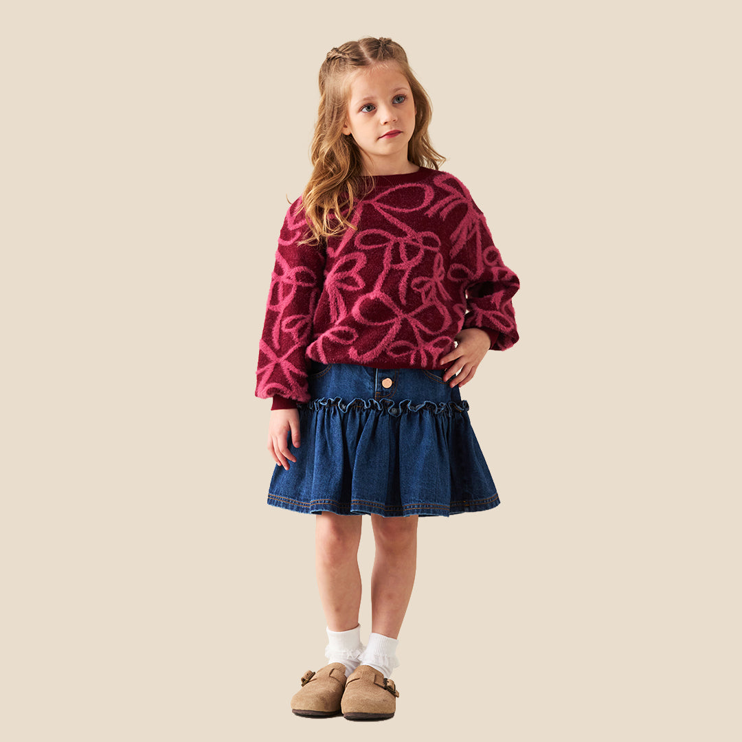 Girls Solid Blue Skirt - Angel & Rocket