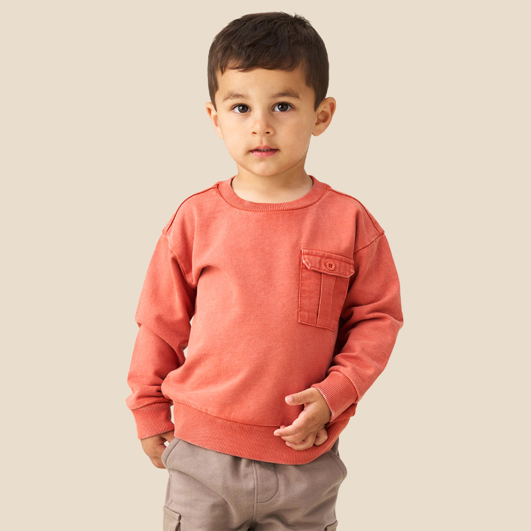 Baby Boys Solid Orange Sweatshirts - Angel & Rocket