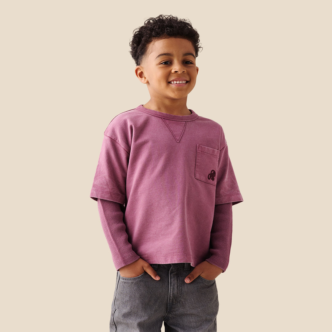 Boys Solid Purple Sweatshirts - Angel & Rocket