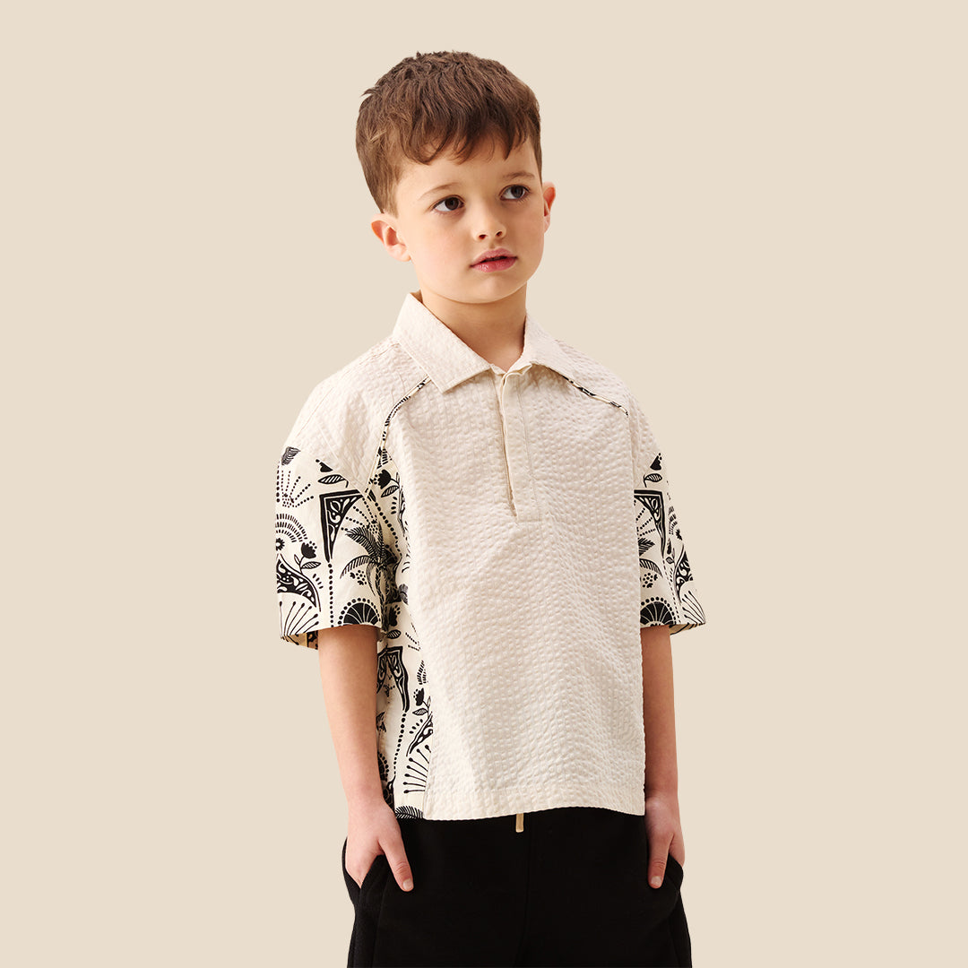 Regan Cut And Sew Stripe Palm Shirt - Angel & Rocket