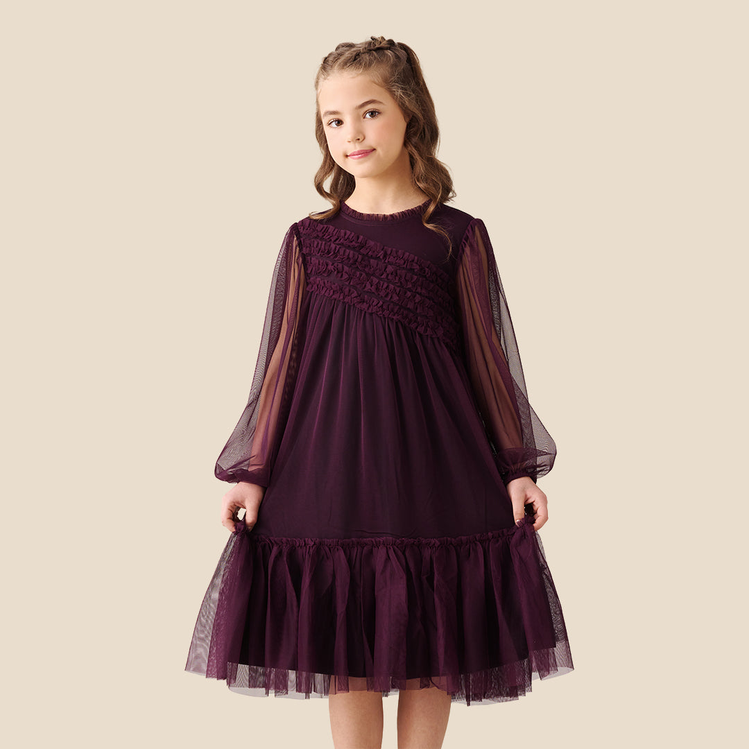 Girls Solid Purple Dresses