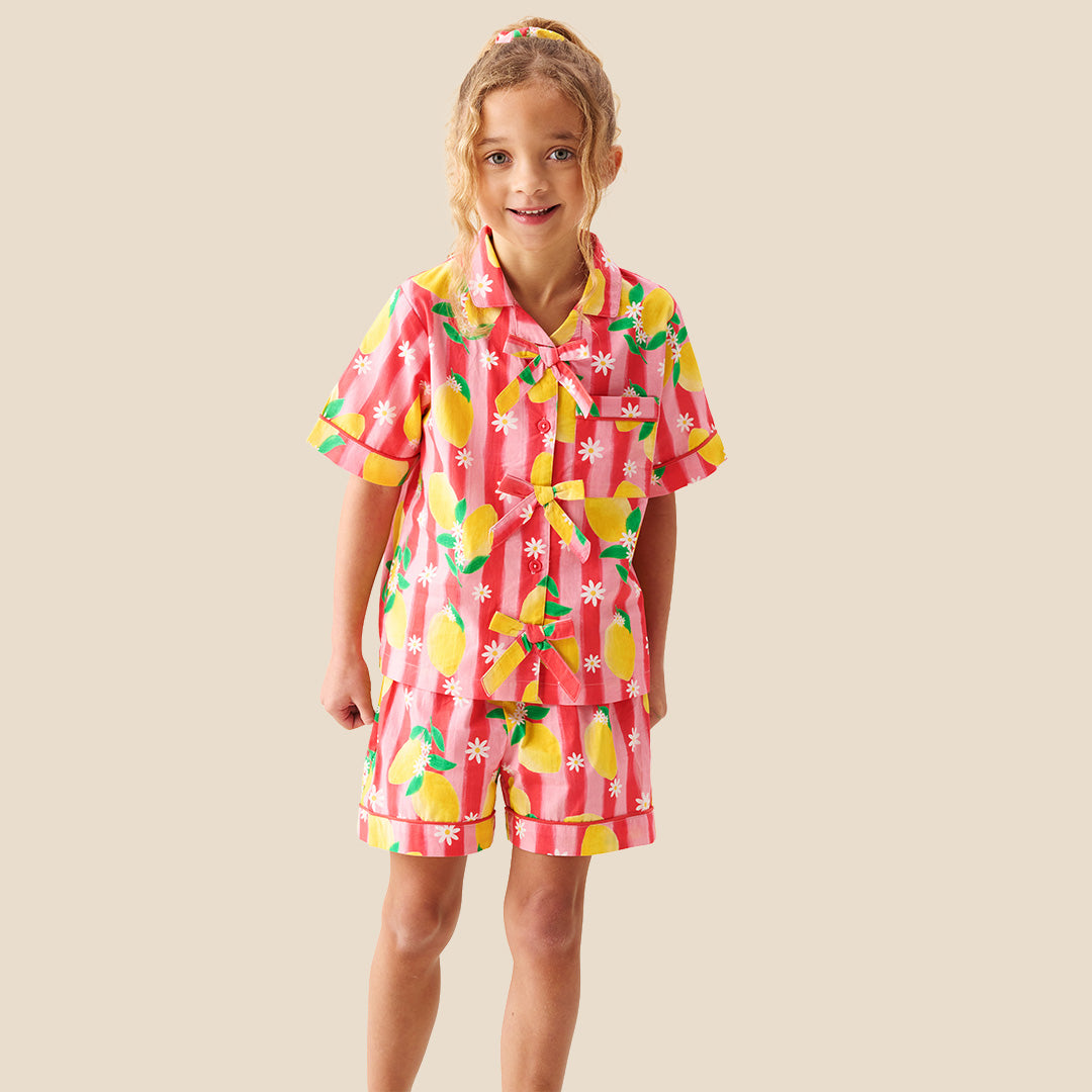 Capri Lemon Print Shirt & Short PJs - Angel & Rocket