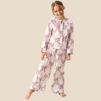 Cecile Bow Print Frill Collar Pjs