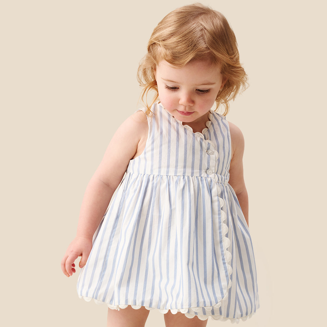 Maggie Stripe Scalloped Dress