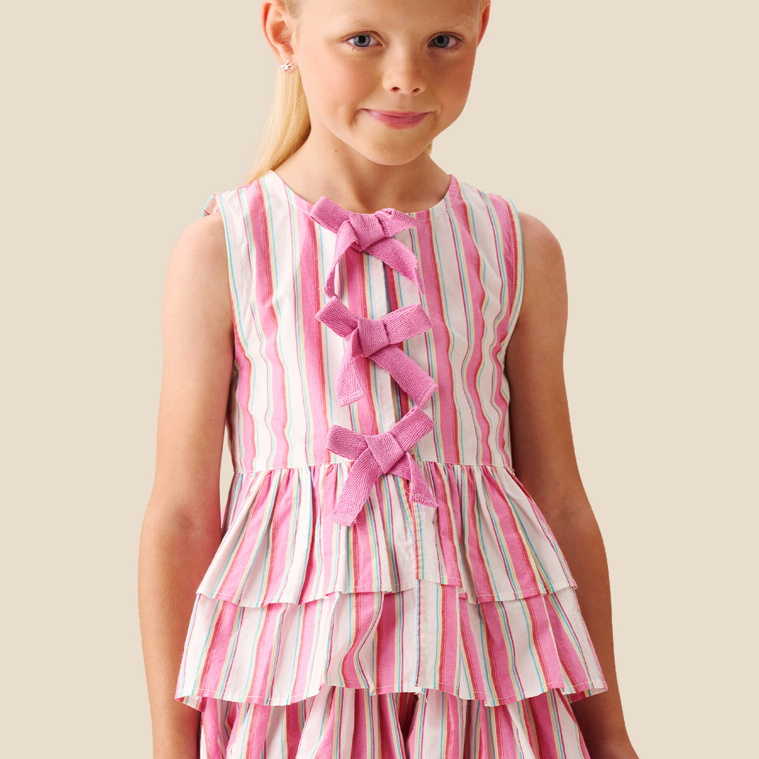 Tammy Stripe Tie Front Waistcoat Top