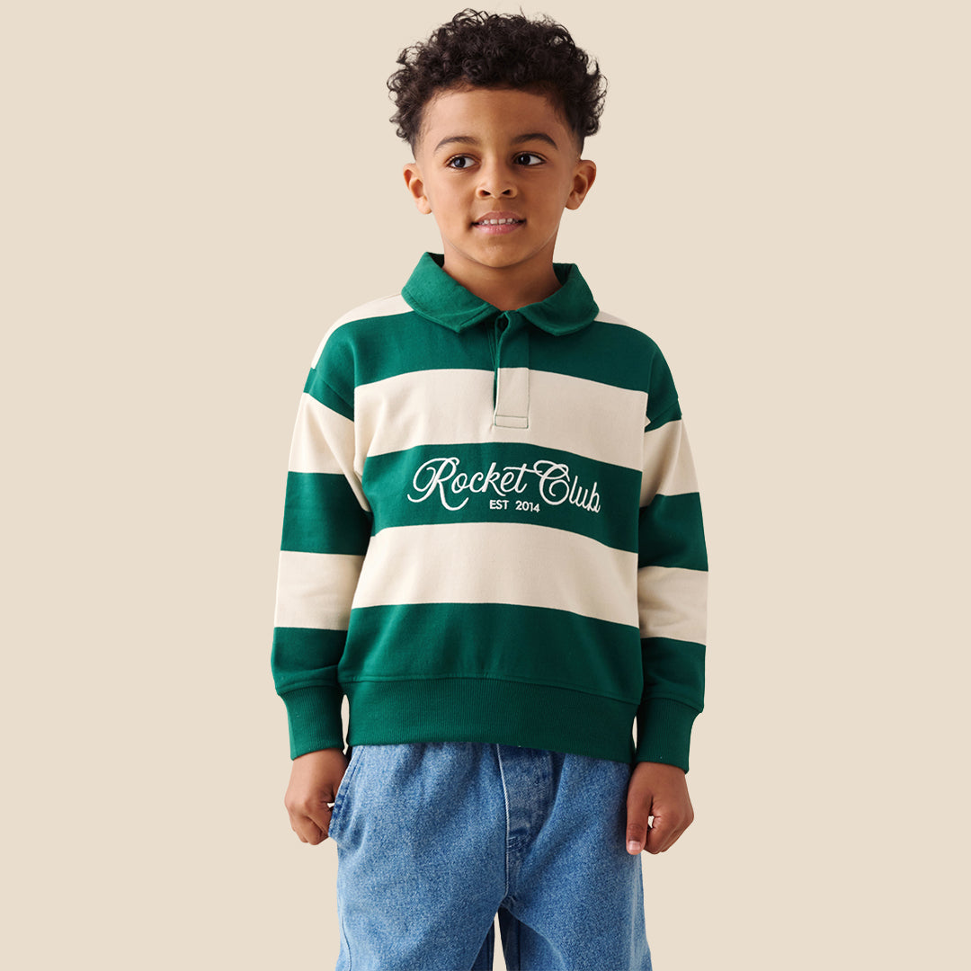 Boys Yarn Dyed Green Sweatshirts - Angel & Rocket