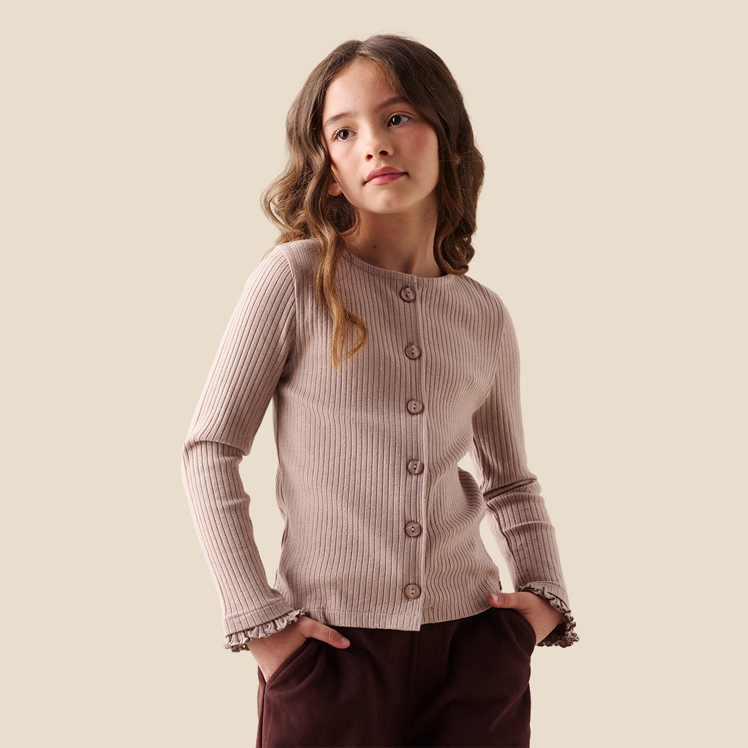 Girls Solid Brown T-shirts - Angel & Rocket
