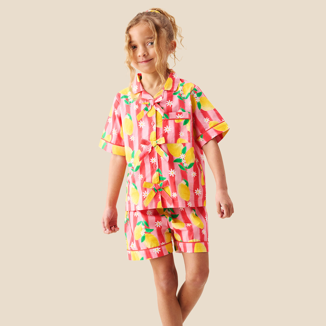 Capri Lemon Print Shirt & Short PJs - Angel & Rocket