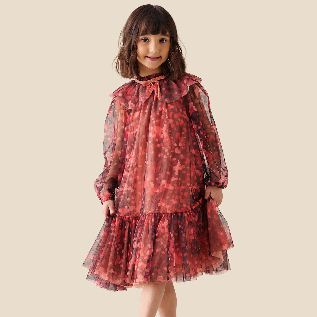Girls Printed Orange Dresses