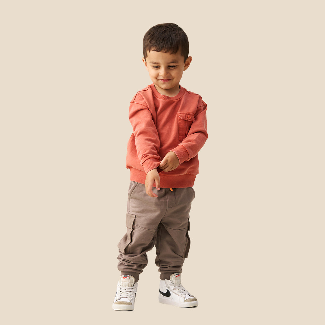 Baby Boys Solid Orange Sweatshirts - Angel & Rocket